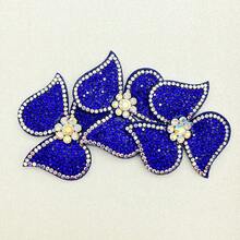 3pcs/Pack Full Rhinestone Triple Petal Flower DIY Hand Sewing Rhinestone Flower For Shoes, Hats, Bags - Royal Blue - View 14