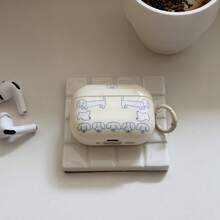 蓝色条纹腊肠犬+环形耳机保护套，兼容苹果Pro3/Pro2/AirPods4/AirPods3/AirPods2，时尚女士耳机保护套，简约耳机保护套，苹果耳机保护套，苹果耳机套 - 米白色 - 查看 10