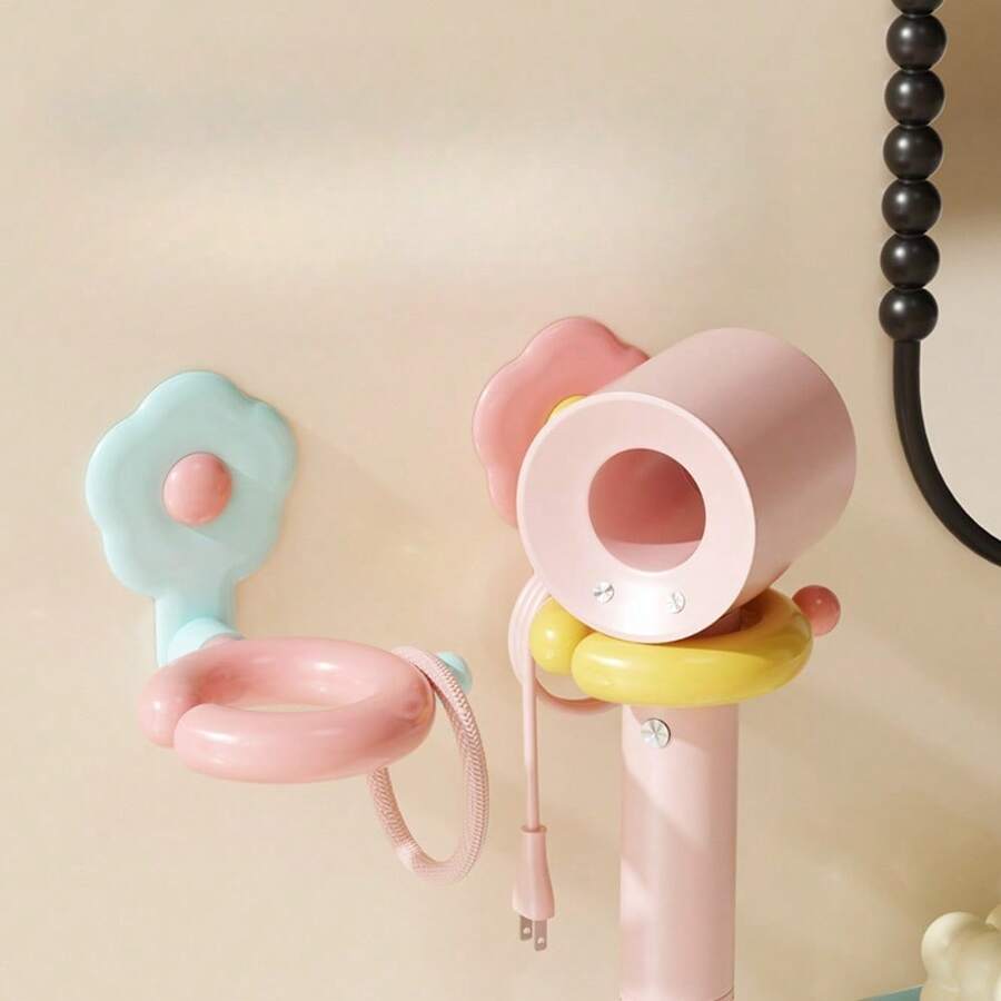 Dopamine Hair Dryer Holder Rack, Drill-Free Bathroom Wall Mount Hair Dryer Storage Organizer - Multicolor - View 1