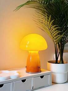Lampu Meja Kaca Bergaya Retro Bauhaus Bentuk Jamur, Kap Lampu Kaca Tiup Tangan dengan Alas Logam, Lampu Malam Samping Tempat Tidur LED Beroperasi dengan USB, 3 Mode Warna dengan Saklar Tombol Peredup, Lampu Meja Dekorasi Rumah Estetis untuk Kamar Tidur, Ruang Tamu & Apartemen - Satu-Ukuran - View 2