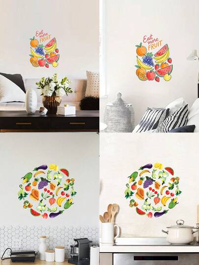 1 件装，包含橙子、香蕉、葡萄、西瓜、苹果和草莓的缤纷水果组合——增加您的水果摄入量！这些 PVC 墙贴易于粘贴和移除，是装饰厨房和浴室的理想之选。