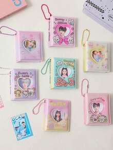 2-Inch Cute Cartoon Photo Album, Photo Card Storage Album, Idol Card Collection Album, Cute Heart-Shaped Hollow Card Album, Kawaii Little Rabbit Mini Photo Album, K-Pop Card Album, Business Card & Photo Card Storage Album, 32 Card Slots - Multicolor - View 2