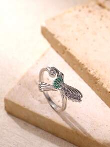 黄金蜂鸟戒指，可调节，动物鸟类戒指，镶嵌立方氧化锆 - 送给女性、妻子、女儿的礼物，女士时尚珠宝 - JZ9258 - 查看 7