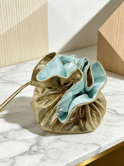 10个精美礼品包装袋，抽绳设计，适用于生日、婚礼、回礼包装