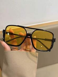 1 Cặp kính thời trang nữ gọng nhựa hai cầu màu đen, kiểu dáng vuông cổ điển, phù hợp với khuôn mặt nhỏ, phong cách thường ngày, đa năng, thích hợp cho đường phố, du lịch, lái xe. - Nhiều màu - Xem 2