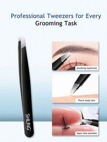 Pinzas para cejas de acero inoxidable SHILING, herramienta negra para eliminar el vello de las cejas - Ver 6