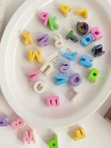 20/50 hạt acrylic nhiều màu sắc kiểu dáng ngẫu nhiên hình mặt trời, 26 chữ cái tiếng Anh sáng tạo được nâng cấp, hỗn hợp 10 màu, hạt có lỗ, bộ nguyên liệu DIY - Kiểu dáng thời trang, có thể dùng để làm vòng tay, vòng cổ, móc khóa, vòng cổ cho thú cưng, v.v. - Nhiều màu - Xem 5