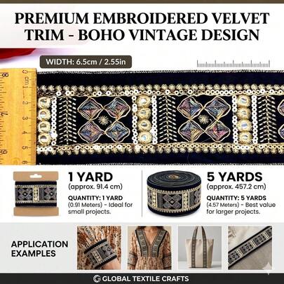 1/5 Yard ren thêu chỉ vàng, viền ren đính hạt nhiều màu sắc, phụ kiện trang trí thủ công DIY phù hợp để trang trí váy cưới, trang phục dạ hội, trang trí nhà cửa, trang trí rèm cửa, khăn trải bàn, quần áo DIY, váy búp bê, trang trí nhà cửa và may vá cho người mới bắt đầu.