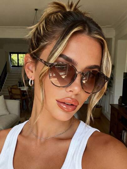 1 Pair Unisex Round Bohemian Style Ultra-Light Fashion Glasses, Beach Accessories, Women's Glasses, Basic Autumn/Winter Women's Clothing, Business Casual, Summer Beach Vacation, Outdoor, Travel Gift, Outfitting, Back To School Season