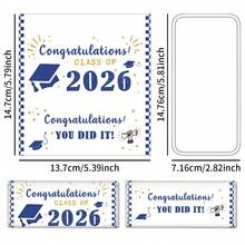 10 Pcs Class Of 2026 Graduation Chocolate Bar Decor Stickers, Blue & Gold Checkered Grad Cap Design Graduation Chocolate Candy Wrapper Labels, "Congratulations! You Did It!" Graduation Chocolate Stickers For Graduation Party Favors, Graduation Gifts & Graduation Celebrations - A - View 2