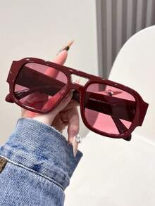 1 Cặp kính thời trang tối giản màu đỏ dành cho nữ, kiểu dáng thường ngày, phù hợp cho dạo phố, lễ hội âm nhạc, kỳ nghỉ, đi học. - Nhiều màu - Xem 2