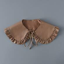 新款秋冬时尚彼得潘领仿领，带荷叶边和系带，皮革披肩 - 彩色 - 查看 1