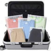 1 pieza/10 piezas Bolsa de almacenamiento con cremallera impermeable, bolsa organizadora plegable, cubos de embalaje de ropa multifuncionales para guardar zapatos, ropa interior, calcetines, camisetas, vestidos, adecuado para viajes de negocios, uso al aire libre, organizador de equipaje - transparente - Ver 4