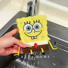 SpongeBob SquarePants 1 pieza Cepillo de esponja para lavar platos, esponja mágica quitamanchas, cepillo de cocina para ollas para uso doméstico - A - Ver 3