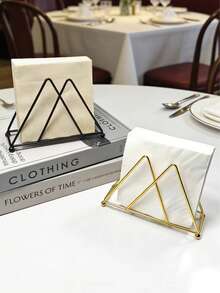 1个多功能立式纸巾架，三角形镂空铸铁设计，厨房酒店餐厅餐桌纸巾收纳架，餐巾纸架 - 查看 2