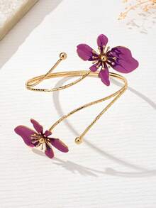 1件欧美风格不对称蝴蝶设计简约优雅手链/臂环，适合女性日常佩戴或参加派对场合。 - 紫色 - 查看 5