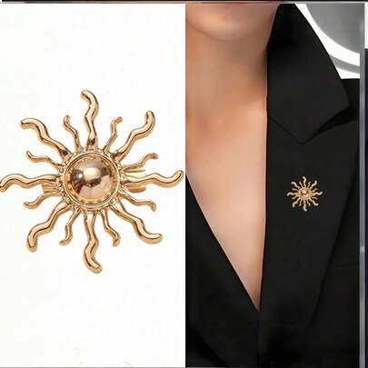 1 pièce Broche soleil en alliage de zinc de style vintage élégant et décontracté, convient pour toutes les saisons