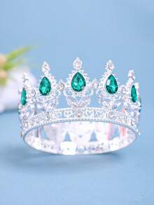 Elegant Gold-Tone Royal Style Sapphire-Look Crystal Crown - Suitable For Attending Balls - Multicolor - View 23