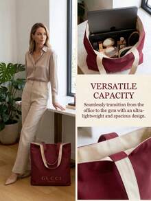 Gucci 1pc Double-Sided Pink & White Large Capacity Women's Portable Cosmetic Bag, Fashion Daily Travel Makeup Pouch - Hot Pink - View 7