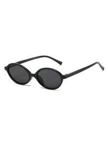 1 paire de lunettes de mode vintage femme avec monture ovale en PC imprimé léopard, chic et à la mode - Noir - Voir 2