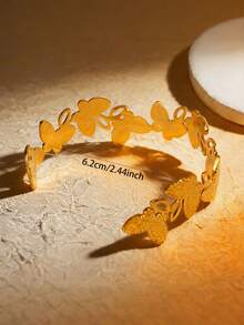MONALLY Luxuriöser, eleganter, verstellbarer offener Armreif mit Schmetterling-Manschette aus Edelstahl für Frauen, Streetwear-Schmuck, Boho-Design, wasserdichtes Accessoire für den täglichen Gebrauch - offenes Armband - Übersicht 6