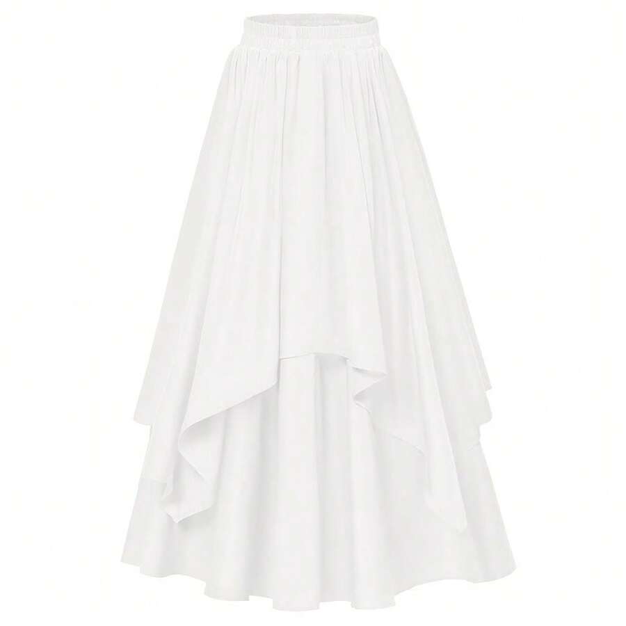 Women Halloween European American Style Irregular Mid Length Skirt Elastic Waist Half Skirt  Cross Border Hot Selling - White - View 1