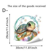 1pc Watercolor Ocean Animal Toilet Sticker, Sea Turtle & Shark Wall Decal, Waterproof Removable Self-Adhesive, Bathroom Bathtub Decor - Multicolor - View 11