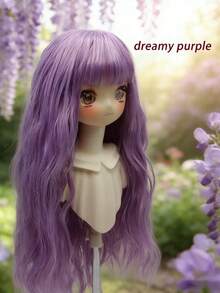 1pc BJD Doll Wig, MJD Doll Wig, SD Doll Wig, 3/4/6 Inch Bangs Soft High-Temperature Fiber Wig Blank, Personalized DIY Cotton Doll Making Accessory Wig Blank, 60cm Dream Fairy Wig With Inward Curled Bangs - Wavy - View 3