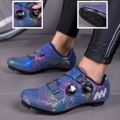 Nuevos zapatos de ciclismo de carretera profesionales para hombres, zapatos de bloqueo de carretera con diseño de relámpago, zapatos deportivos de bicicleta de carretera de moda, zapatos para bicicleta estática de interior