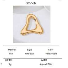 1pc Casual Geometric Pattern Exaggerated Minimalist Brooch For Women, Suitable For Daily Commute, Gift, Street Style And Travel - Golden - View 7