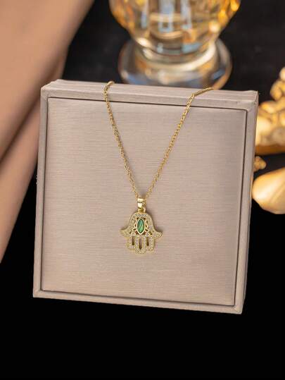 1件几何吊坠项链，适合通勤、聚会、日常佩戴，时尚简约小众优雅创意设计，是送给朋友和家人的绝佳礼物（OPP袋包装）