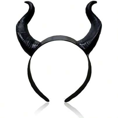 Devil Horns Headband For Women & Men- Black Halloween Hairband, Cosplay Costume Horn Hair Hoop, Gothic Devil Horn Hair Accessory For Halloween Parties, Rave, Cosplay (Black)