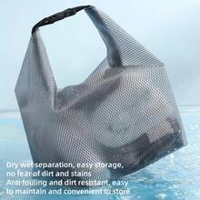 1pc Waterproof Large Capacity Drawstring Bag, Unisex Outdoor Travel Toiletry Pouch, Spacious Swimwear Storage Bag, Foldable & Adjustable Size, Designed For Wet & Dry Separation - Grey - View 7