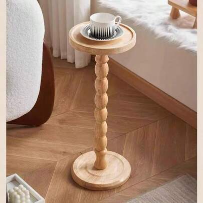 1pc Modern Round Roman Pole Wooden Side Table Coffee Table Beside Living Room Sofa, Entryway Storage Rack, Flower Stand, Small Living Room Tea Table, Side Table Suitable For Living Room, Sofa Area, Bedroom, Balcony Can Be Used As Plant Stand Or Home Decor
