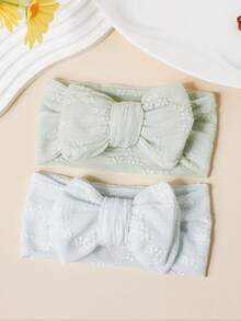 2/5pcs Baby & Kids Soft Elegant Fashion Double-Layer Mesh Bow Headbands, Cute Toddler Elastic Hair Accessories, Suitable For Daily Use, Spring/Summer - Multicolor - View 15