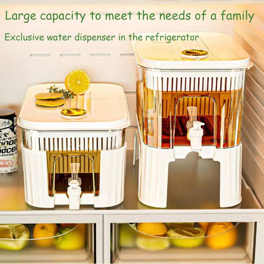 大容量冷水壶带水龙头，冰箱冷藏果汁饮料分配器，耐热冷水壶 - 彩色 - 查看 1