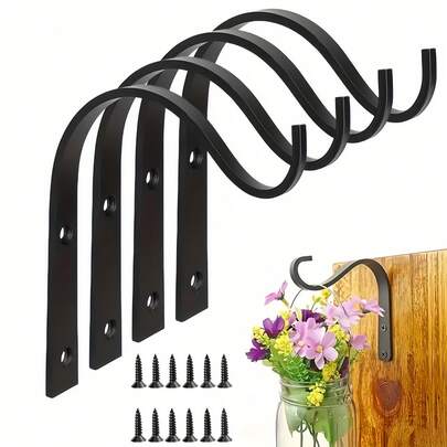 4/8pcs Iron Wall Hooks, Suitable For Hanging Plants, Baskets, Wind Chimes, Gardening Baskets, Lanterns And Clothes, Suitable For Country Style Decor. Multi-Functional Hooks Can Be Used To Hang Plants, Lanterns, Bird Feeders, Wind Chimes And Other Home Decor, Gardening Items, Easter Decorations, Etc.