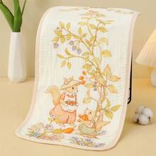 4/5件套，四层印花卡通动物图案纱布毛巾，柔软吸水面巾，秋季礼物 - 多色 - 查看 11