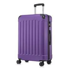 YONSLY Hard Shell Suitcase 16/20/24/28 Inches With 4 360° Wheels Sturdy Double Zipper Combination Lock Mesh Pocket Soft Rubber Handle Travel Suitcase - 紫色 - 查看 13