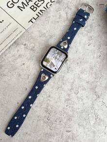 1条心形波点牛仔皮革表带，兼容 41mm、40mm、38mm，编织牛仔表带，适用于 Series 1-10、9、8、7、6、5、4、3、2、1，替换表带尺寸为49mm、45mm、44mm、42mm。 - 彩色 - 查看 3