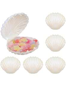 1/2 piezas Caja de caramelo con forma de concha, Bandeja de joyas con forma de concha, Caja de regalo con forma de concha de almeja, Contenedor de plástico para chocolate, Caja de joyas con forma de concha, Decoración para boda, cumpleaños y fiesta en la playa - Multicolor - Ver 8