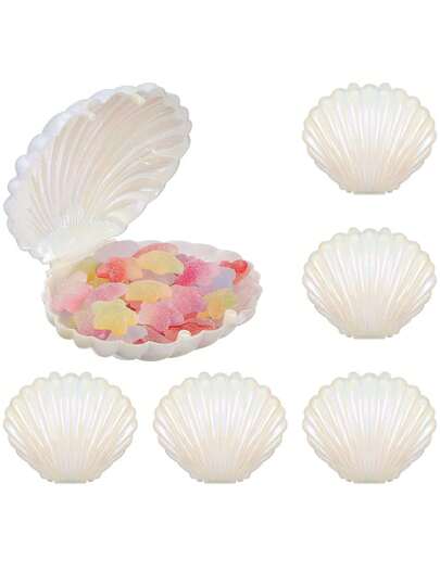 Muschel Süßigkeitenboxen, Muschel Schmuckschale, Muschelförmige Geschenkbox Plastik Schokoladenbox Muschelschmuckkasten für Hochzeit Geburtstag Strandparty Dekorationen