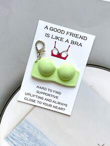 1/6件装趣味胸罩钥匙扣，内含“好朋友就像胸罩”口袋拥抱卡，树脂材质，独特鼓励卡，全年以有趣积极的方式传递快乐——生日、毕业、返校，以及送给闺蜜的独特鼓励卡——独一无二的礼物 - 彩色 - 查看 15