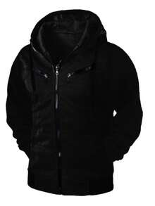 Sweatshirt, Casual-College Style, Casual-Basic, Leisure Style, Winter, Regular Fit, Cold-Weather Sweatshirt. - 黑色 - 查看 1