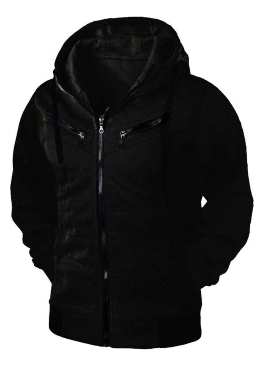 Sweatshirt, Casual-College Style, Casual-Basic, Leisure Style, Winter, Regular Fit, Cold-Weather Sweatshirt. - 黑色 - 查看 1