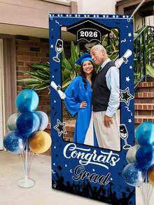 Decoraciones de graduación 2026, Fondo y accesorios para fotografías de fiesta de graduación 2026, Felicitaciones por la graduación 2026, Decoraciones de fiesta de graduación de escuela secundaria/universidad de color azul y negro, Fondo de fiesta, Accesorios para fotografías, Celebración de vacaciones, Ceremonia de graduación - multicolor - Ver 4