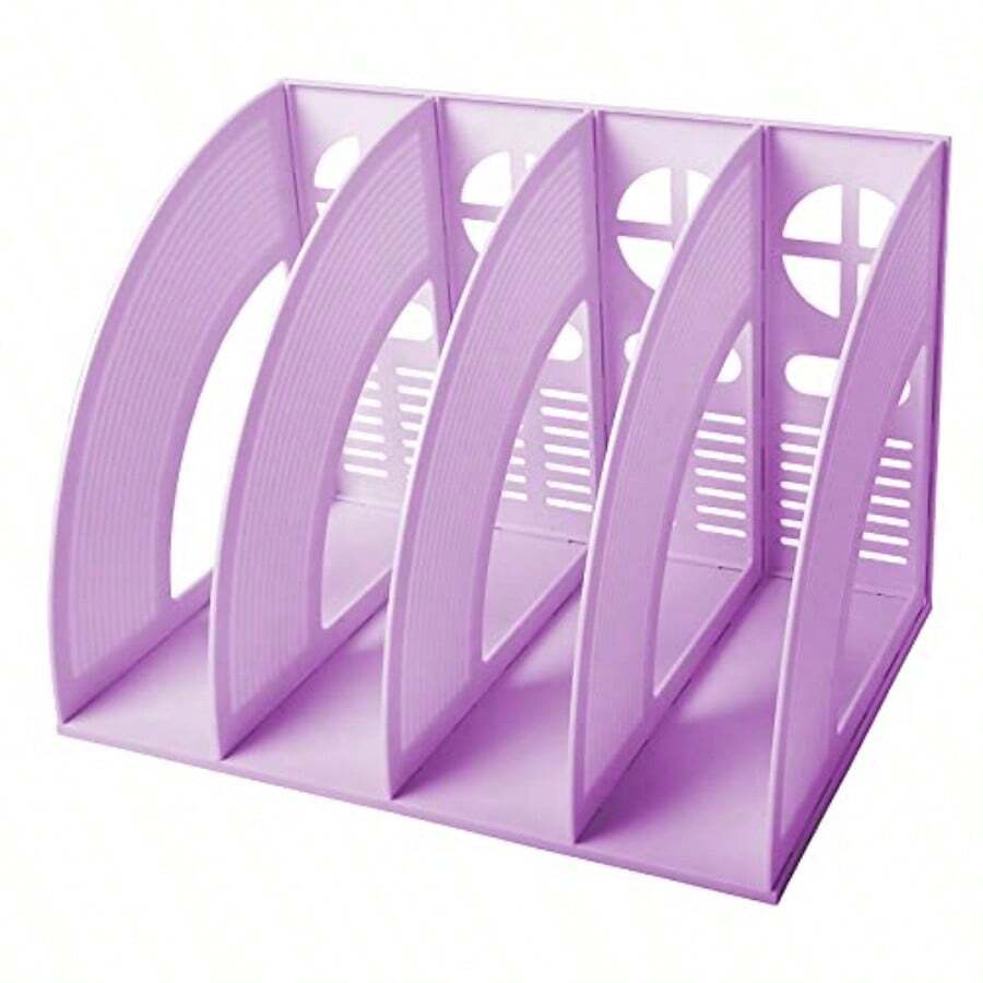 Marte Vanci - Carpeta vertical de polipropileno para archivos organizador de computadora de plástico resistente vertical 4 secciones morado - Morado - Ver 1