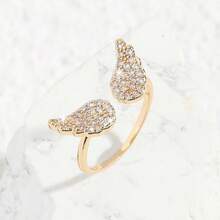 1 chiếc nhẫn hở đính đá Cubic Zirconia hình cánh thiên thần, trang sức thời trang dành cho nữ - Vàng - Xem 4