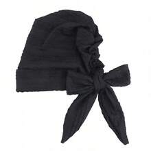 Pleated Headband Hat With Ribbon, Headband Hat, Hair Wrap Hat - One Size Fits All - View 3