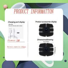 AXH 可充电便携式肌肉按摩器，腹部健身贴片，无线液晶显示屏，缓解疲劳 - 黑色 - 查看 8